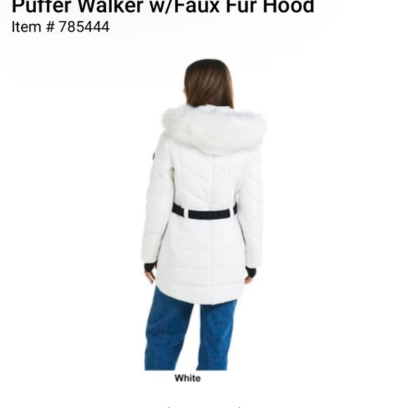 NWT Womens Michael Kors 3/4 Belted Puffer Walker w/Faux Fur Hood - Picture 3 of 6